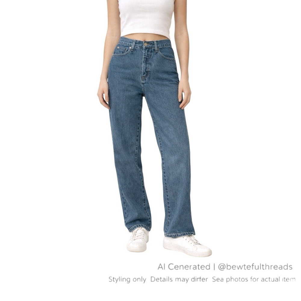 Vintage 90s High Rise Mom Jeans | Y2K Minimal Straight Leg Denim